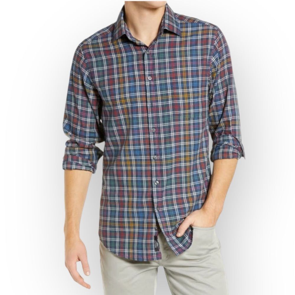 Rodd & Gunn Men’s NWT Hilderthorpe Long Sleeve in Chambray Treeline Ridge XXL